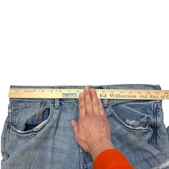 Vtg American Eagle Jeans Mens Size 34x30 Blue Low Rise Boot Button Fly Thrashed - Picture 6 of 9